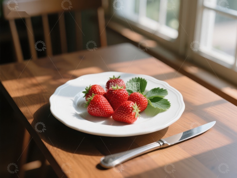 高清大图下载【趣麦麦图】阳光下的草莓盘