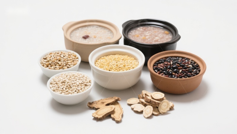 高清大图下载【趣麦麦图】多种谷物与药材的健康食材组合