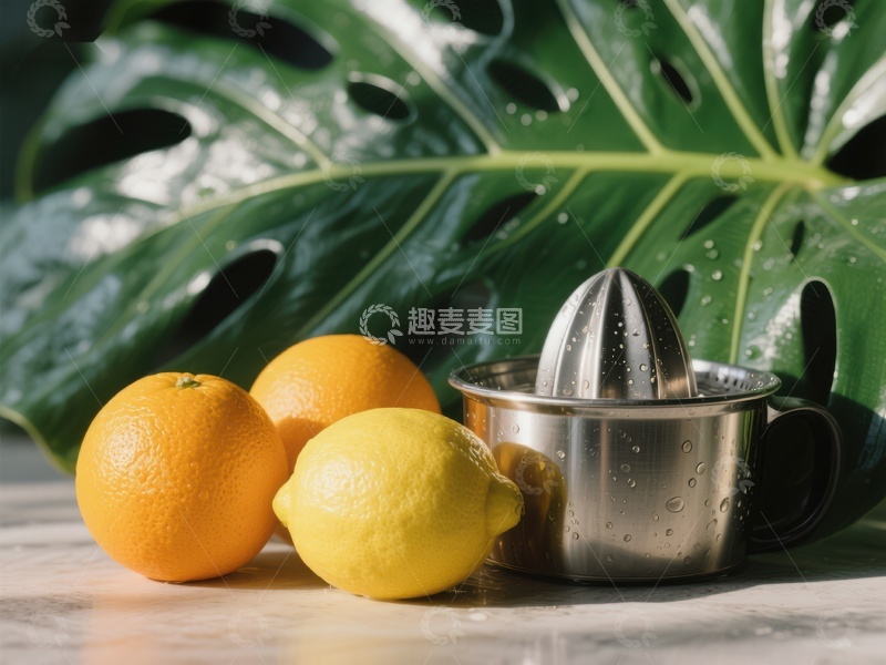 高清大图下载【趣麦麦图】新鲜水果与手动榨汁器