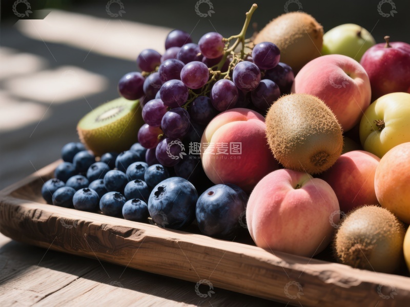 高清大图下载【趣麦麦图】新鲜水果拼盘，色彩斑斓
