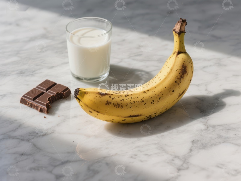 高清大图下载【趣麦麦图】香蕉、牛奶与巧克力的健康组合