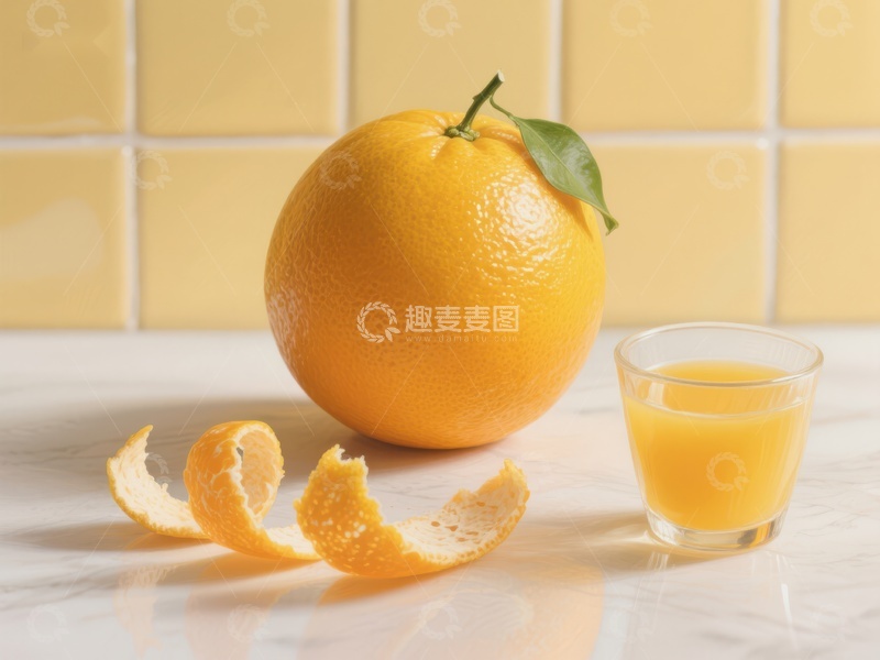 高清大图下载【趣麦麦图】新鲜橙子与橙汁杯