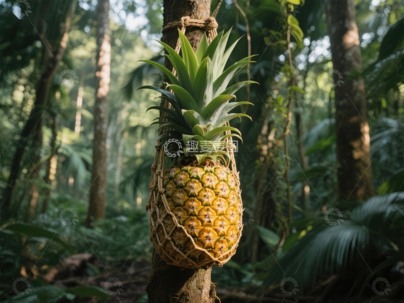 高清大图下载【趣麦麦图】热带雨林中的悬挂菠萝