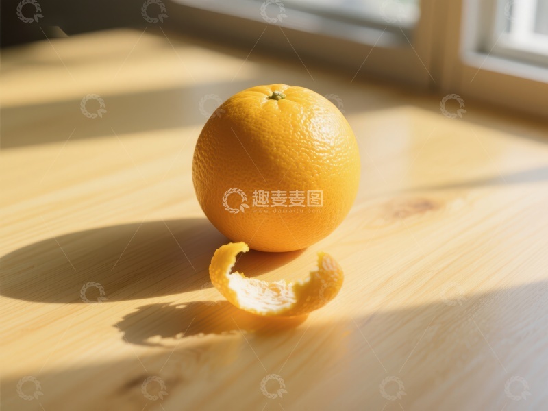 高清大图下载【趣麦麦图】阳光下的橙子与果皮