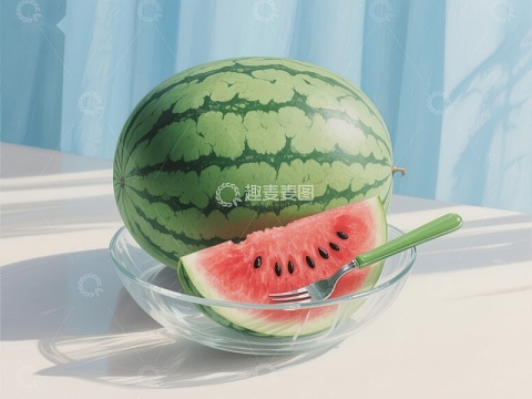 西瓜与切片，静谧光影