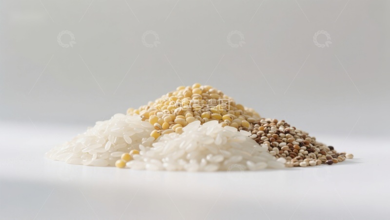 高清大图下载【趣麦麦图】三种谷物的堆叠展示