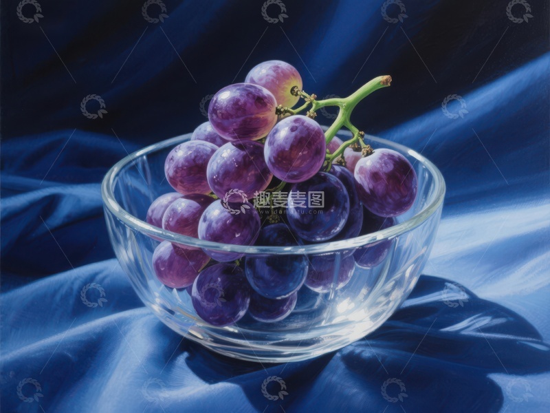 高清大图下载【趣麦麦图】玻璃碗中的紫色葡萄