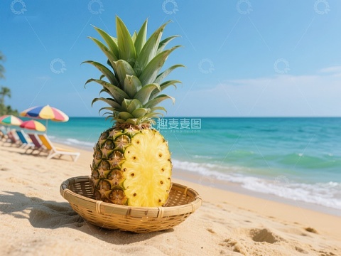 沙滩上的菠萝