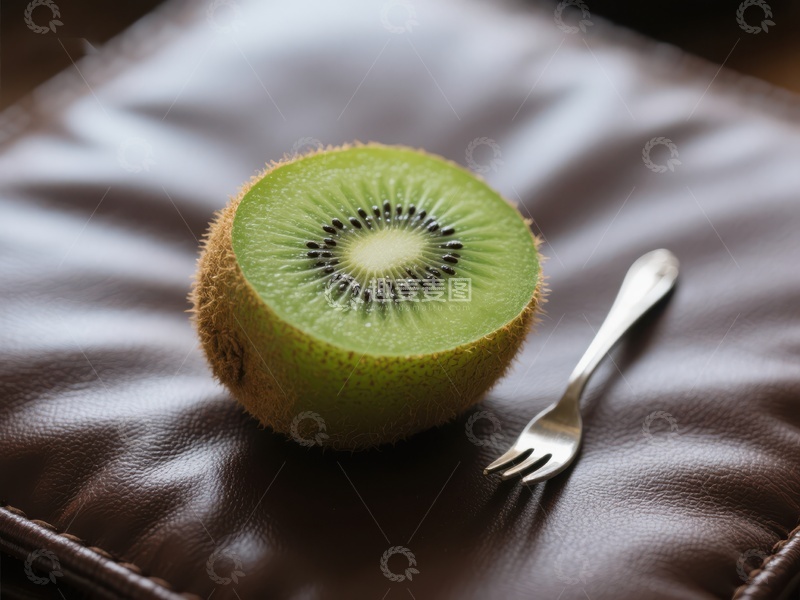 高清大图下载【趣麦麦图】切开的猕猴桃与小叉子