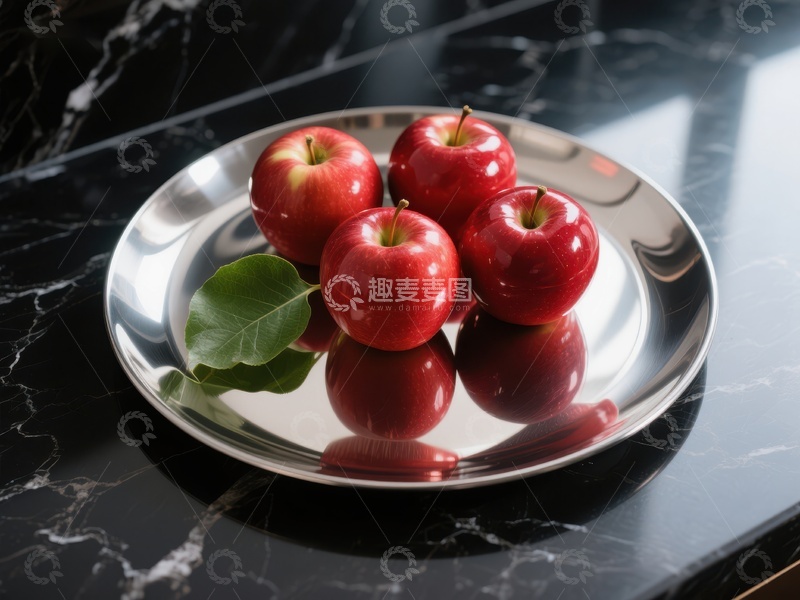 高清大图下载【趣麦麦图】银盘上的红苹果