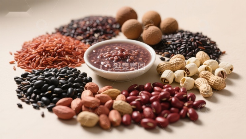 高清大图下载【趣麦麦图】五谷杂粮与坚果的健康组合