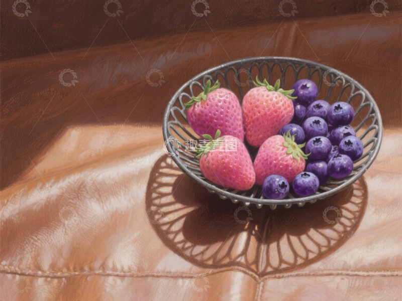 高清大图下载【趣麦麦图】水果篮中的草莓与蓝莓