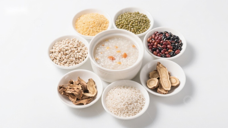 高清大图下载【趣麦麦图】多种食材与粥品的组合展示