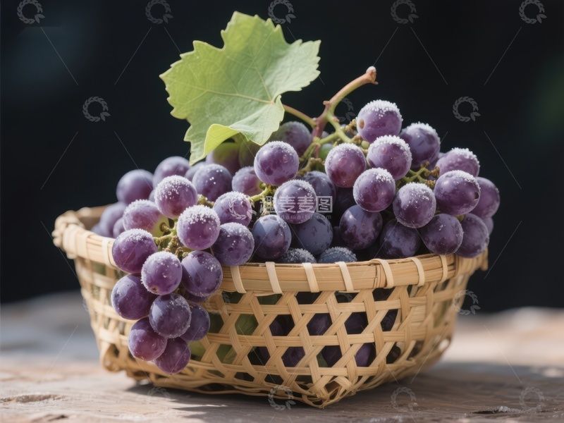 高清大图下载【趣麦麦图】篮中紫葡萄，清新自然