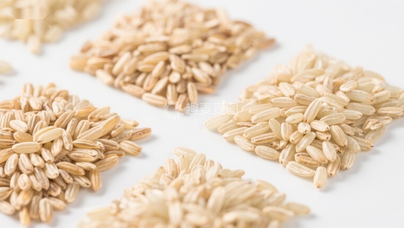 高清大图下载【趣麦麦图】五堆糙米的特写展示