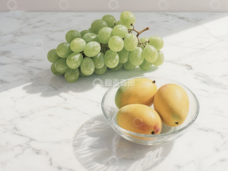 高清大图下载【趣麦麦图】葡萄与芒果的静物组合
