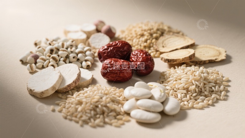 高清大图下载【趣麦麦图】多种传统食材的静物组合