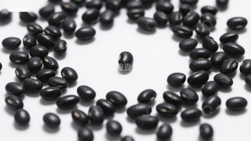 高清大图下载【趣麦麦图】黑豆散落于白色背景