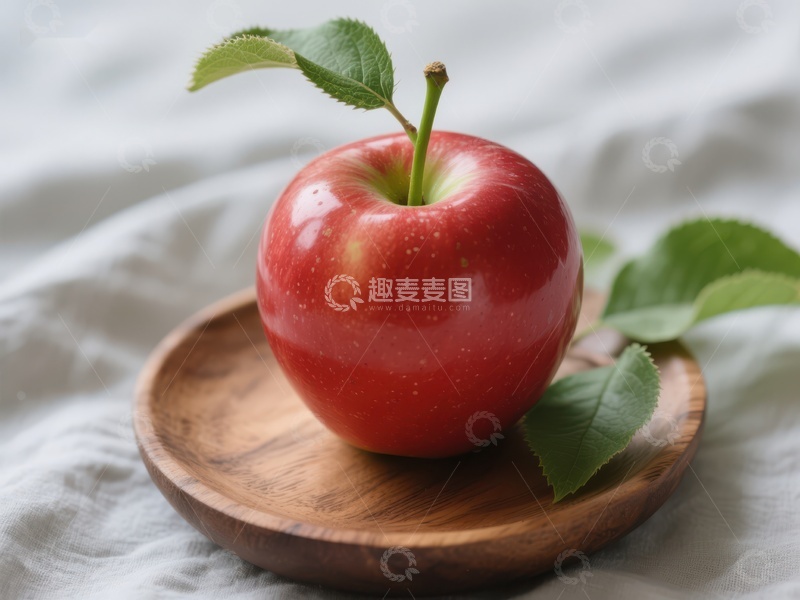 高清大图下载【趣麦麦图】红苹果置于木质盘中