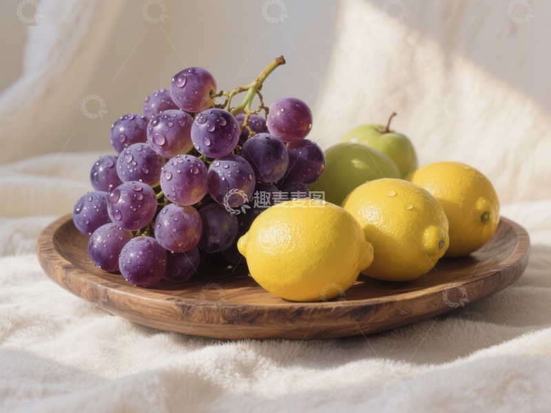 高清大图下载【趣麦麦图】葡萄与柠檬的静物组合