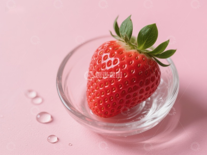 高清大图下载【趣麦麦图】新鲜草莓置于透明碗中