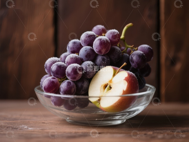 高清大图下载【趣麦麦图】葡萄与苹果的静物组合