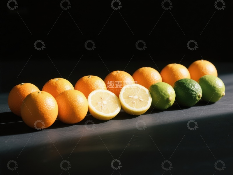 高清大图下载【趣麦麦图】橙子柠檬青柠渐变排列