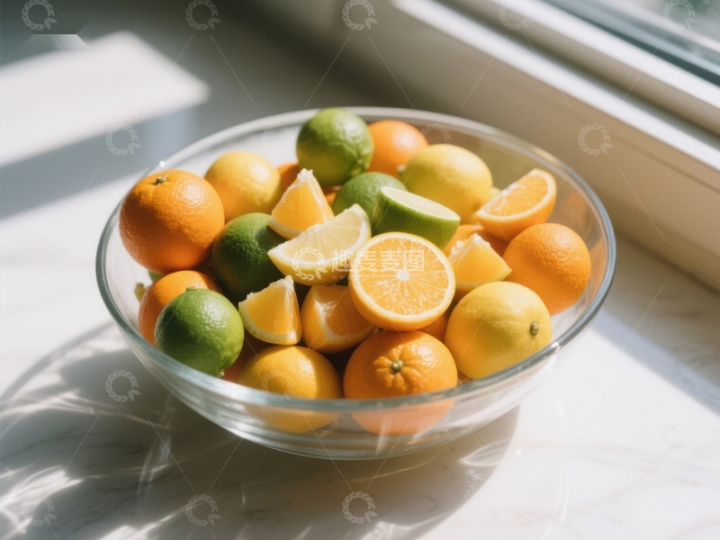 高清大图下载【趣麦麦图】阳光下的柑橘水果碗
