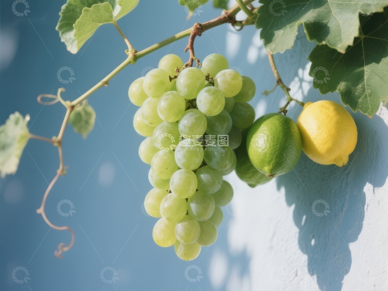 高清大图下载【趣麦麦图】葡萄与柠檬在阳光下的静谧场景