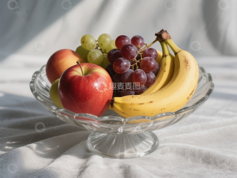高清大图下载【趣麦麦图】玻璃碗中的新鲜水果组合