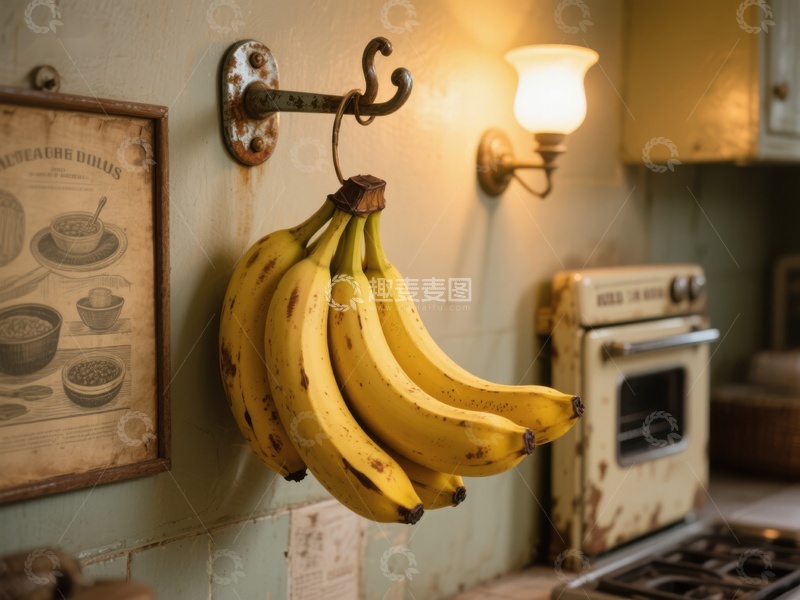 高清大图下载【趣麦麦图】厨房挂钩上的香蕉