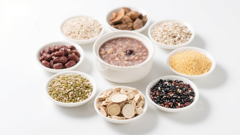 高清大图下载【趣麦麦图】多种谷物与粥的组合展示