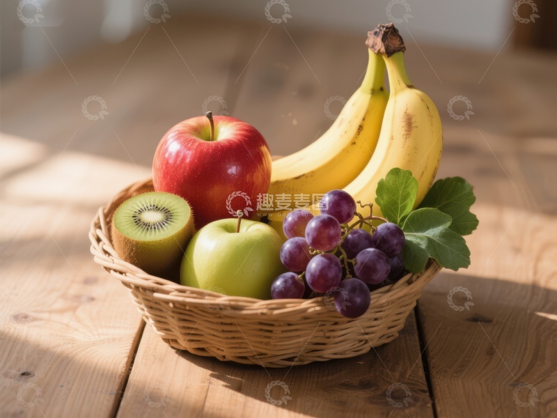 高清大图下载【趣麦麦图】篮子里的多彩新鲜水果