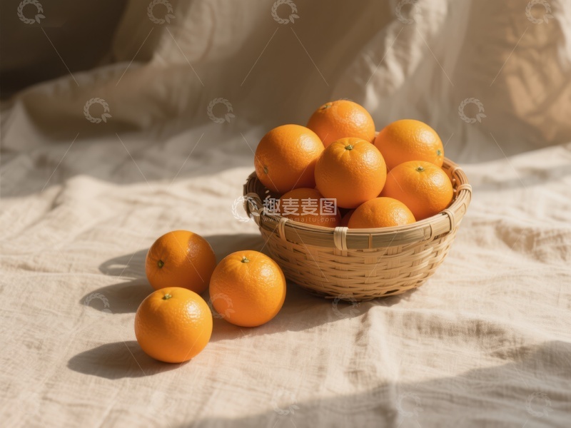 高清大图下载【趣麦麦图】篮子里的橙子与阳光