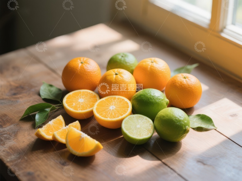 高清大图下载【趣麦麦图】阳光下的柑橘与青柠