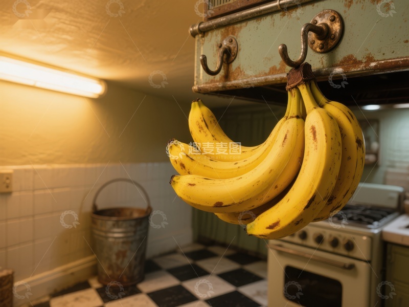 高清大图下载【趣麦麦图】厨房挂钩上的香蕉