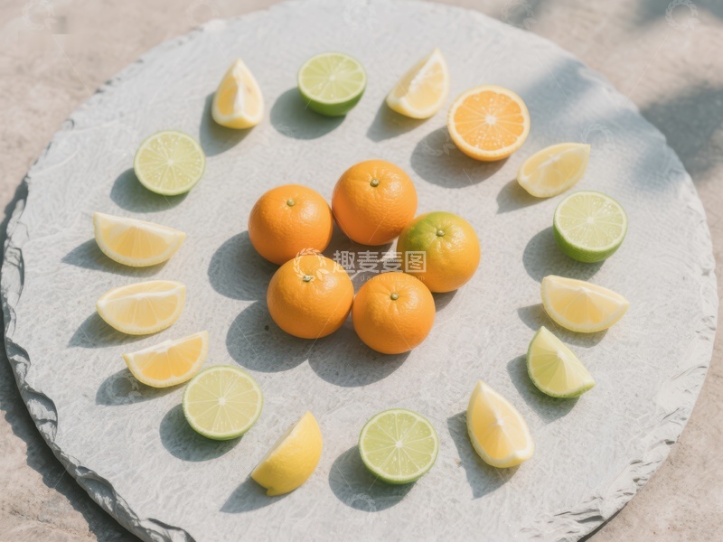 高清大图下载【趣麦麦图】色彩斑斓的柑橘类水果排列