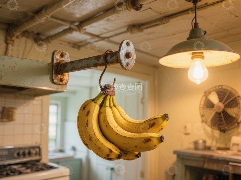高清大图下载【趣麦麦图】厨房挂钩上的香蕉