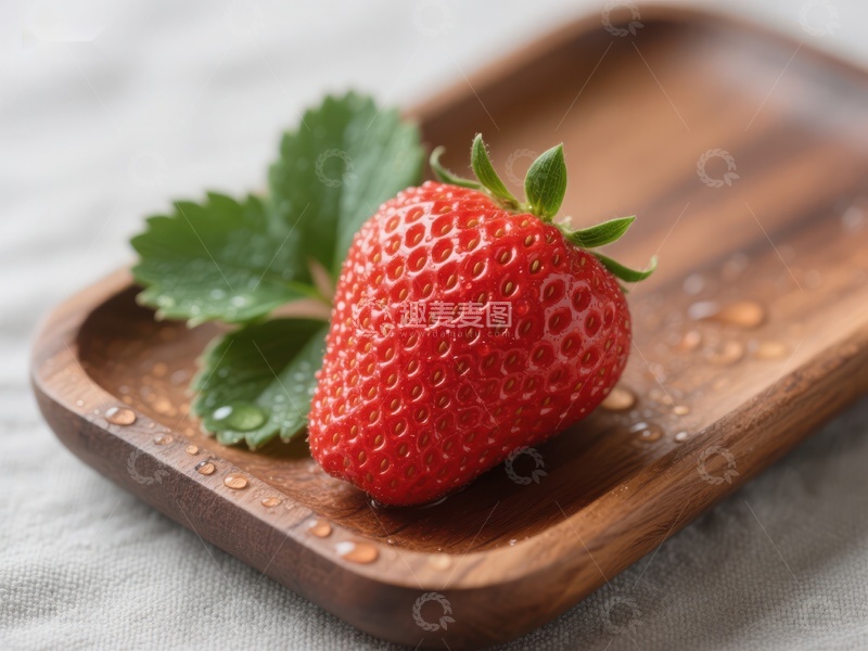 高清大图下载【趣麦麦图】新鲜草莓置于木质托盘