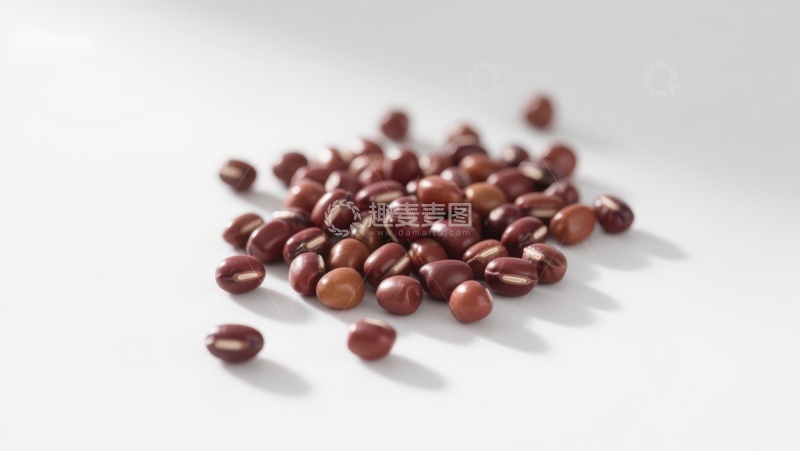 高清大图下载【趣麦麦图】红色豆子散落于白色背景