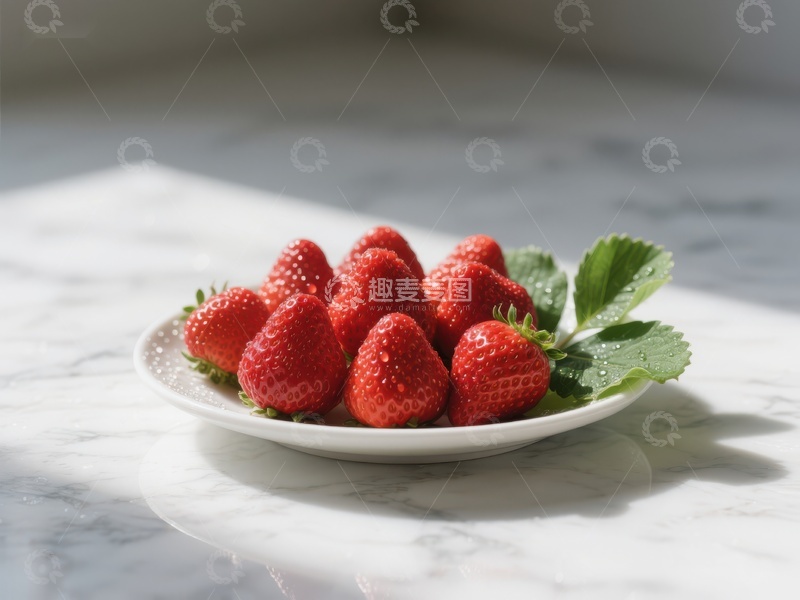 高清大图下载【趣麦麦图】新鲜草莓盘中摆放