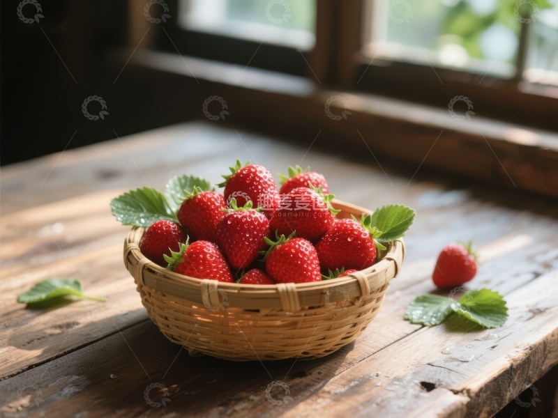 高清大图下载【趣麦麦图】篮子里的新鲜草莓