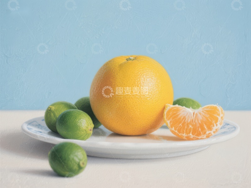 高清大图下载【趣麦麦图】橙子与青柠静物图