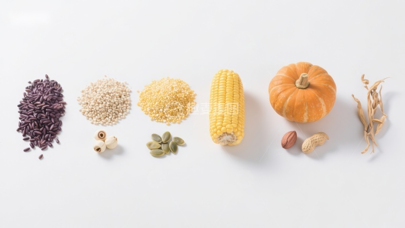 高清大图下载【趣麦麦图】多样谷物与蔬菜的排列展示