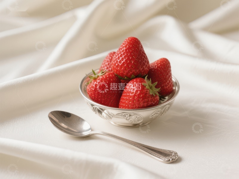 高清大图下载【趣麦麦图】银碗中的新鲜草莓