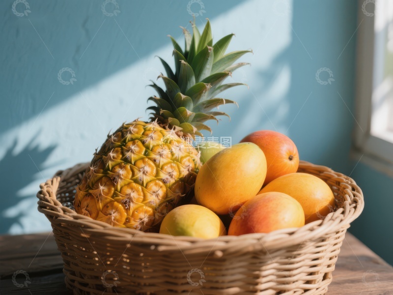 高清大图下载【趣麦麦图】篮子里的菠萝和芒果