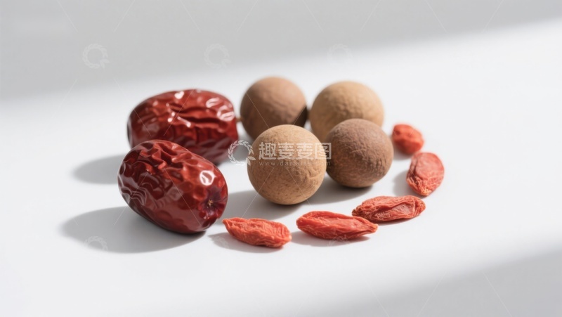 高清大图下载【趣麦麦图】红枣、桂圆与枸杞的静物组合