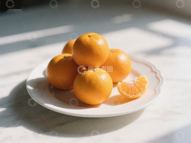 高清大图下载【趣麦麦图】阳光下的橙子盘