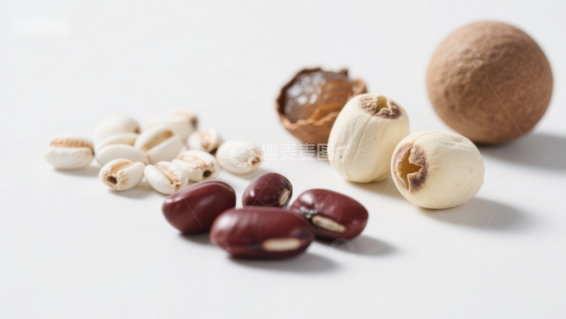 高清大图下载【趣麦麦图】多种干果与豆类的静物组合