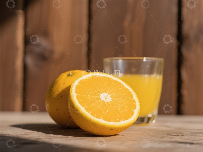 高清大图下载【趣麦麦图】新鲜橙子与橙汁杯